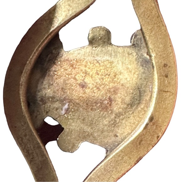 Vtg Brass & 23.4mm Native American Royston Turquoise Teardrop Cuff Bracelet 7” - Picture 11 of 15